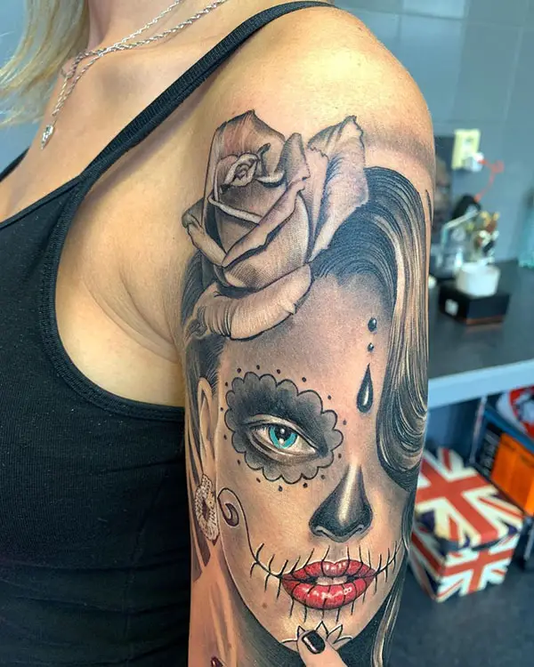 Catrina with a Rose on The Hair