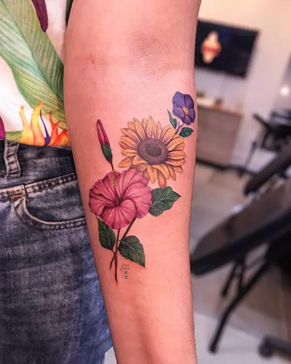 Colorful Flowers Tattoo