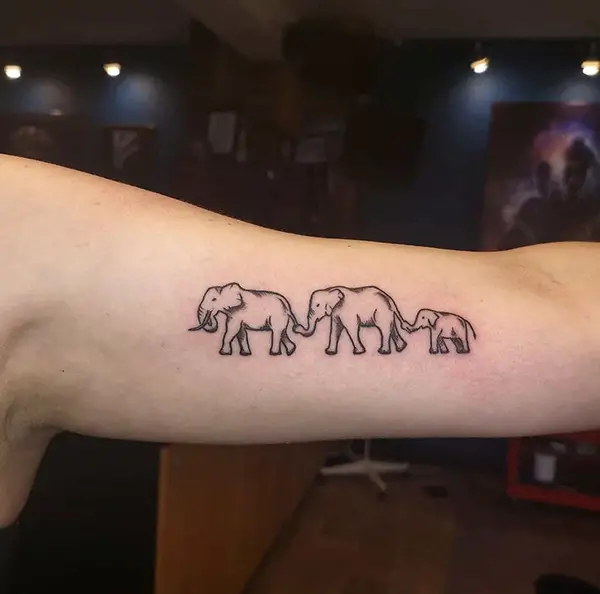 Cute Elephant Family Tattoo