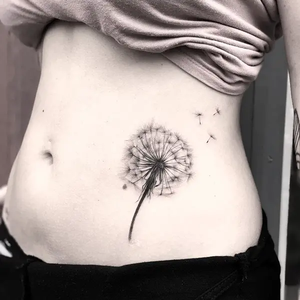 Dandelion Tattoo on Waist