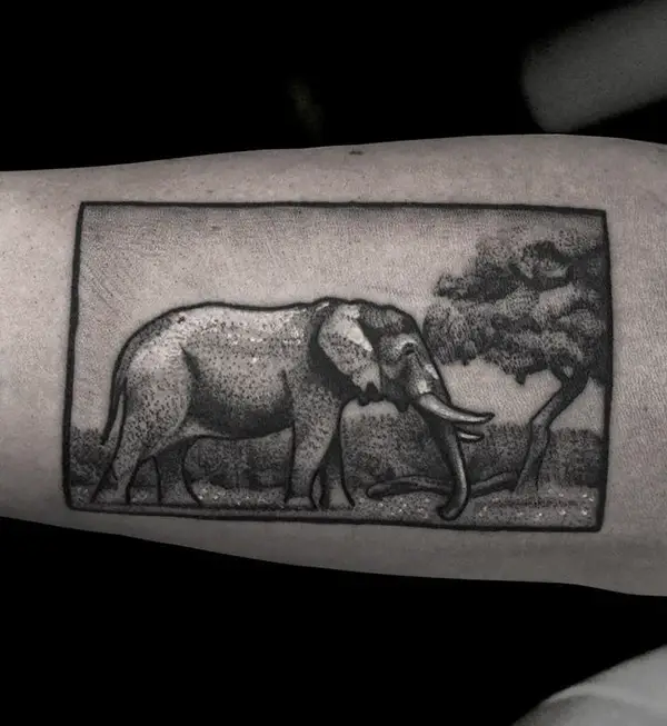 Elephant Scenery Tattoo