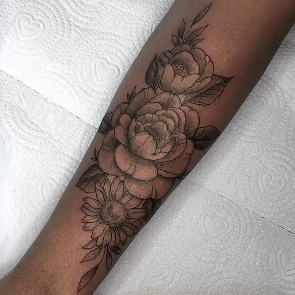 Flower Tattoo with Beautiful Shading
