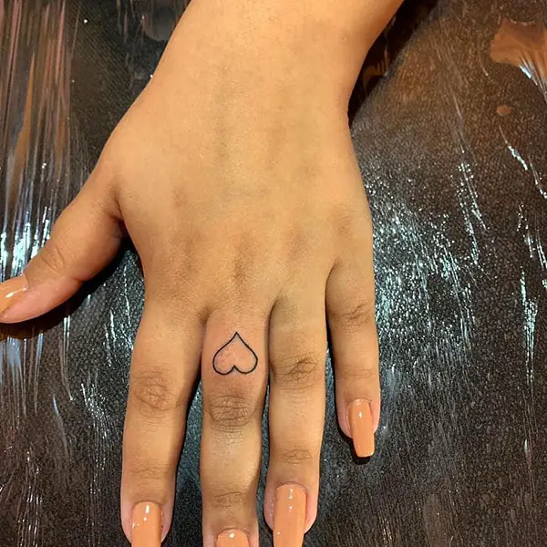 Heart Tattoo on Middle Finger