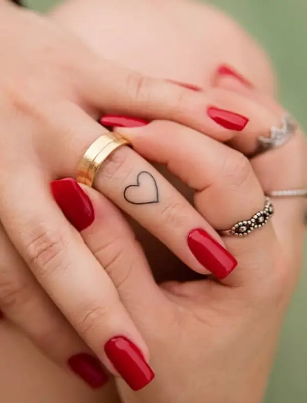 Heart Tattoo on Ring Finger