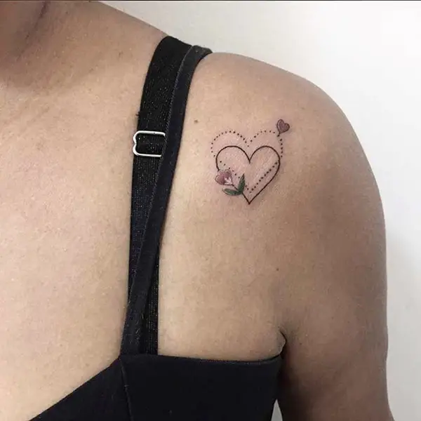 Heart Tattoo with Dots Outline