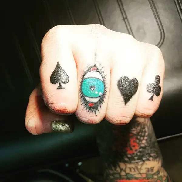 Heart Tattoo with Playing Card Symbols Tattoo