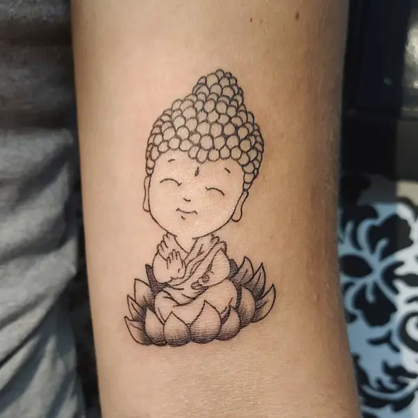 Little Buddha on Lotus Tattoo