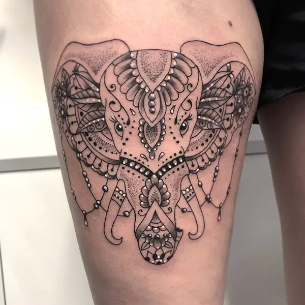 Mandala Elephant Head Tattoo