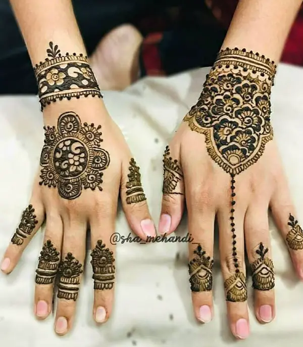 Mehndi Motifs and Flowers on The Backhand