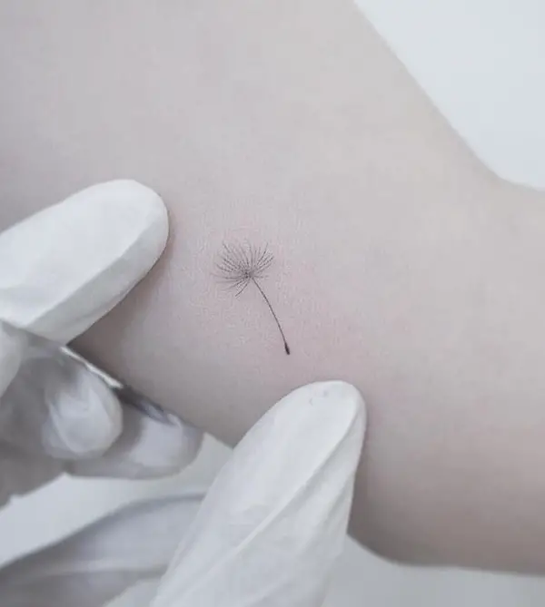 Minimalistic Dandelion Tattoo