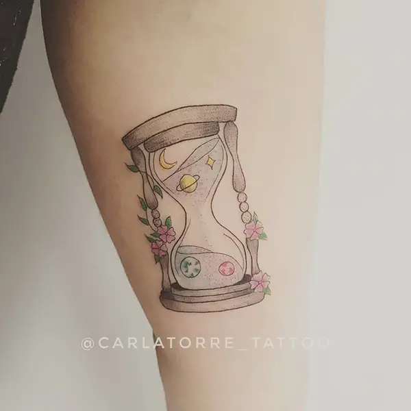 Playful Cartoon Hourglass Tattoo