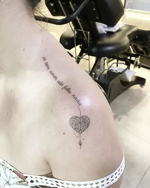 Quote Tattoo in the Shape of a Heart