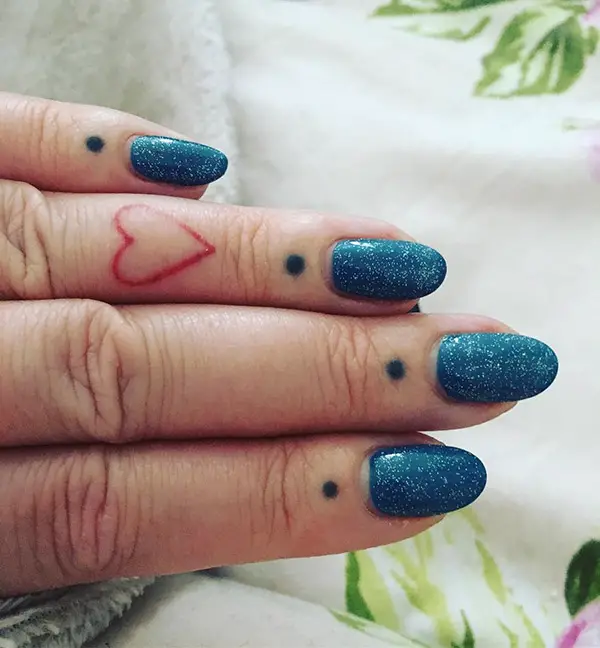 Red Heart Tattoo with Dots