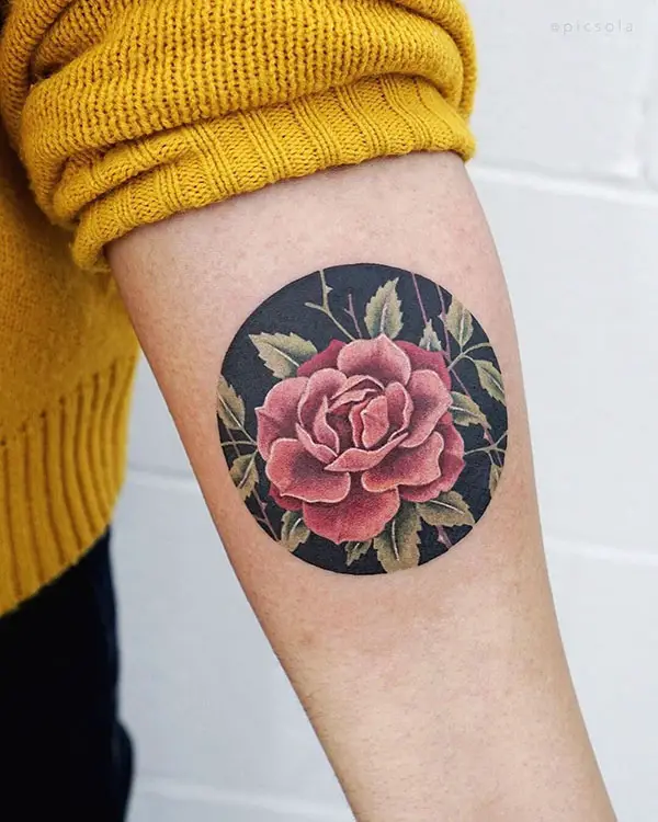 Rose Tattoo in a Circle