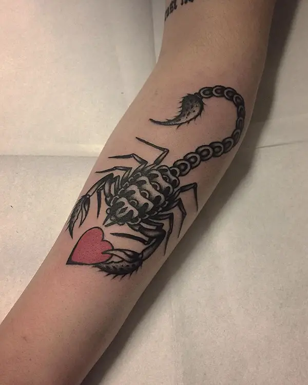 Scorpion Holding a Heart Tattoo