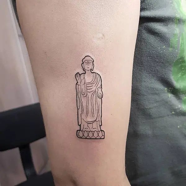 Simple Buddha Tattoo in Standing Pose