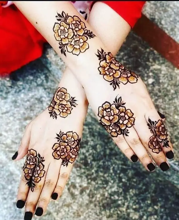 Simple Flower Mehndi on Back Hands