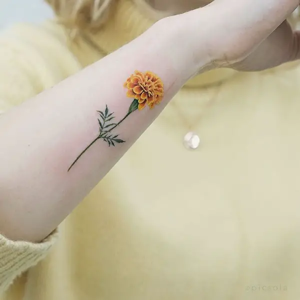 Simple Marigold Flower Tattoo