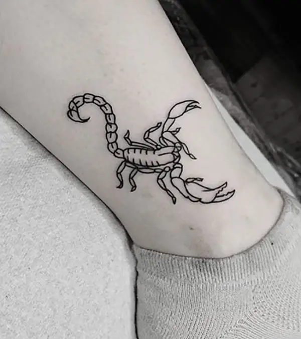 Simple Scorpion Tattoo Design on Leg