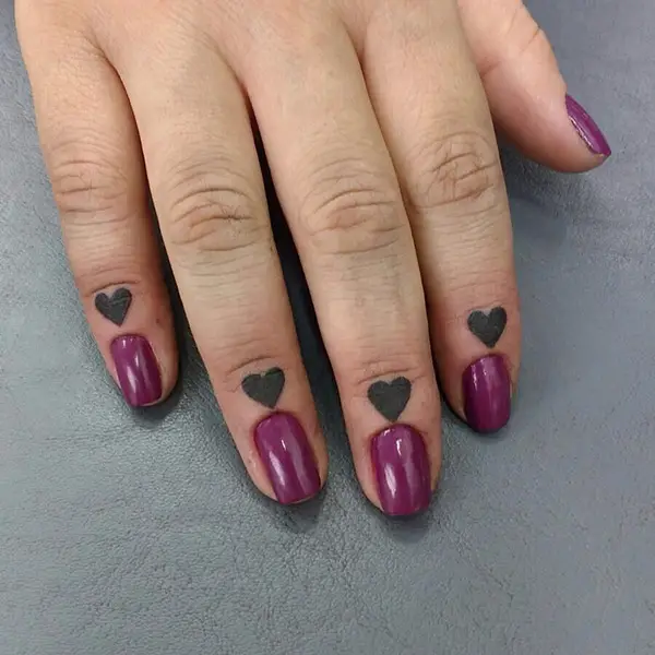 Tiny Heart Tattoo for Every Finger