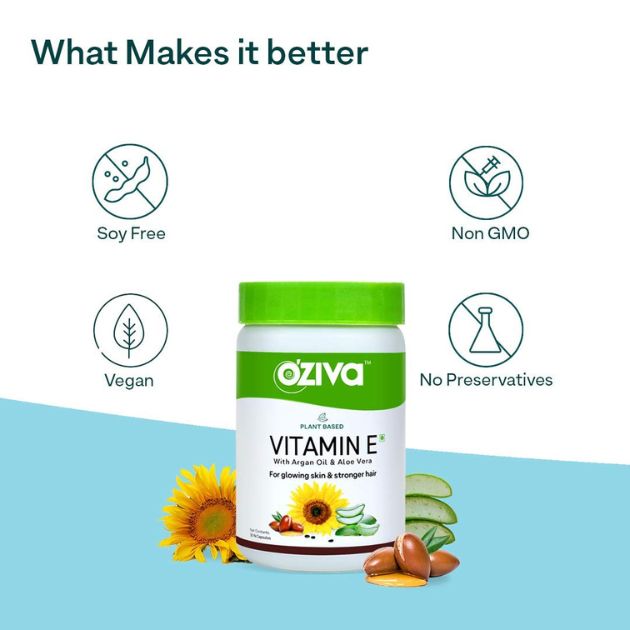 Oziva Vitamin E - Soy free, NON GMO, Vegan