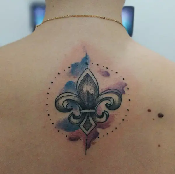 Fleur-De-Lis Tattoo Design with a Touch of Color