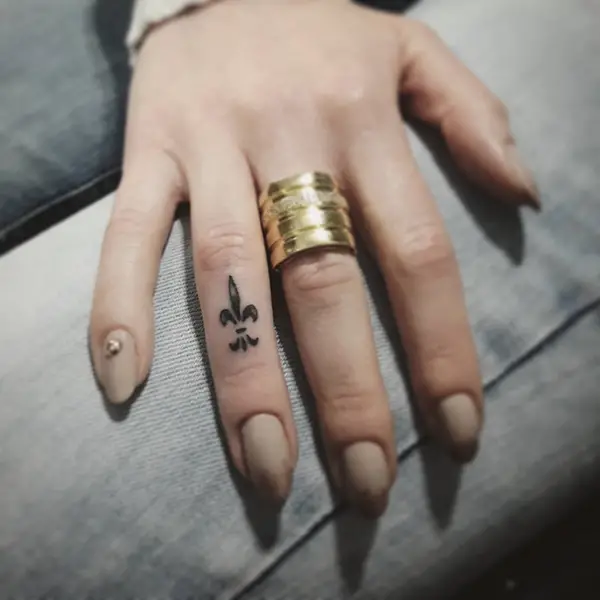 Fleur-De-Lis Tattoo on Finger