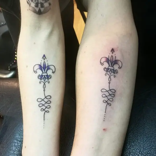 Fleur-de-lis with Unalome Tattoo