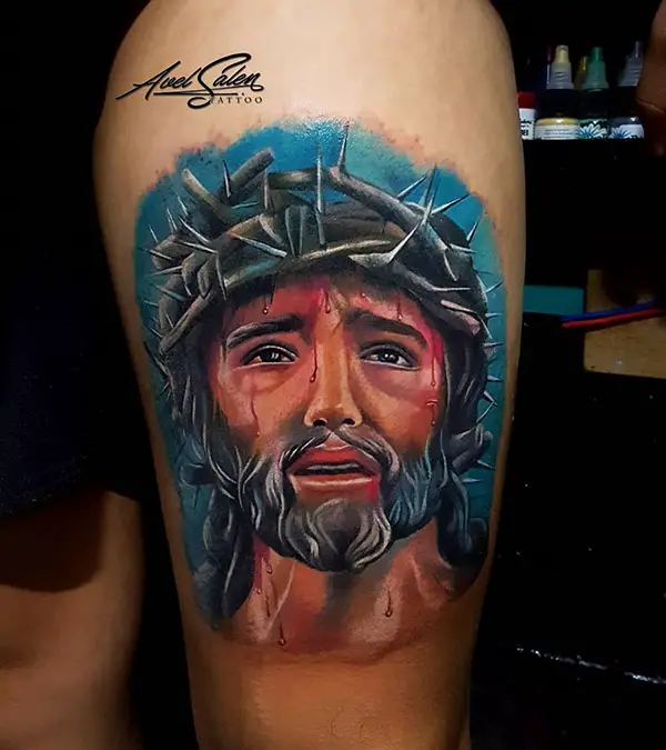 Jesus Tattoo Design with Colors