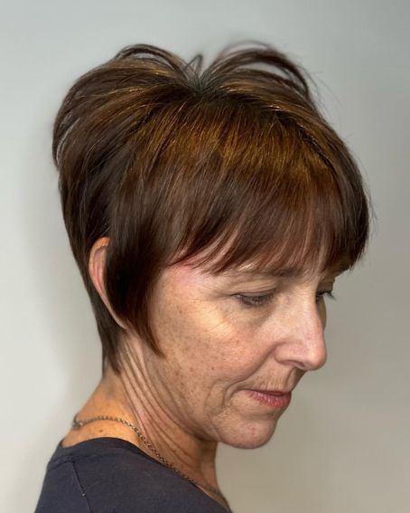 Pixie Cut with Long Bangs Haircut For Women Over 50
