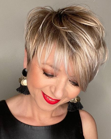 Pixie haircut with feathered side bangs Haircut For Women Over 50
