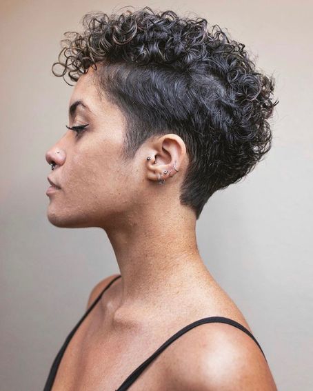 Short curly hairstyle with undercut haircut For Women Over 50
