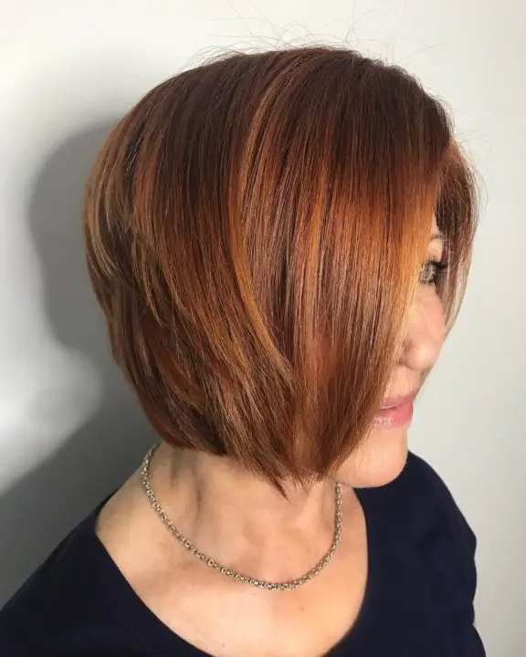 Bright Copper Hair Color hairstyle For Women Over 50
