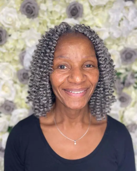 Crochet curls with middle partition haircut For Women Over 50