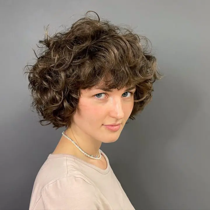 Curly wavy bob cut hairstyle For Women Over 50
