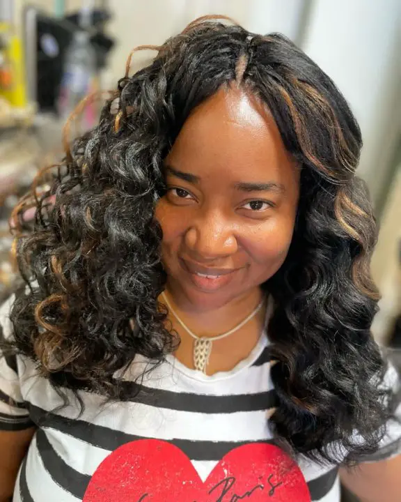Mid partition crochet hairstyle For Women Over 50