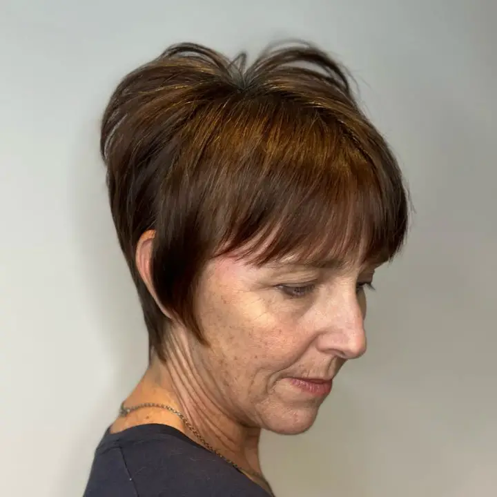 Pixie Cut with Long Bangs Haircut For Women Over 50