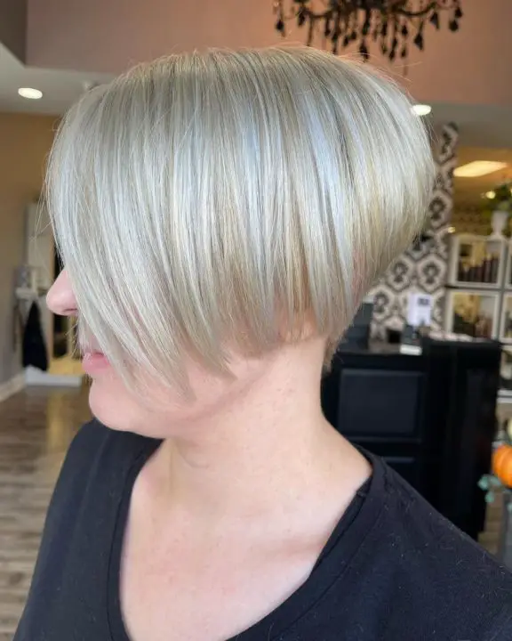 Tapered Asymmetrical Bob haircut For Women Over 50