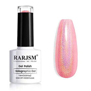 RARJSM Holographic Nail Polish Glitter Pink Gorgeous Glossy
