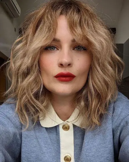 Grown Out Fringe Haircut to Hide Sagging Jowls