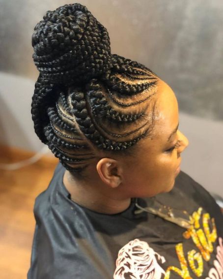 Huge Bun With Cornrow Side Details