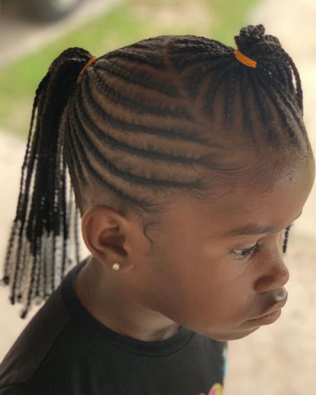 Double Ponytail Cornrows on Little Black Girls