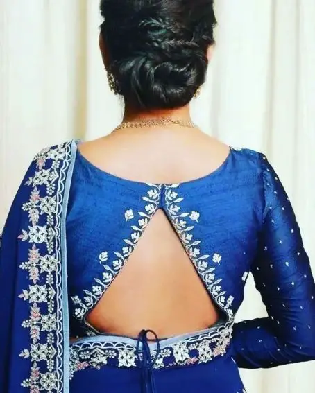 Backless Back Boat Neck Blouse Design