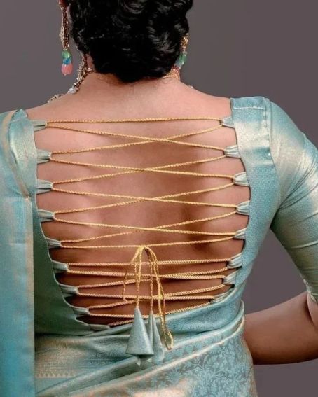Backless Silk Saree Blouse Back Neck Design