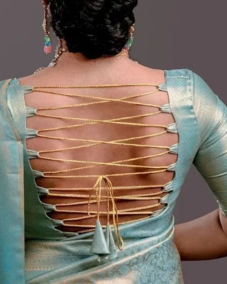 Backless Silk Saree Blouse Back Neck Design