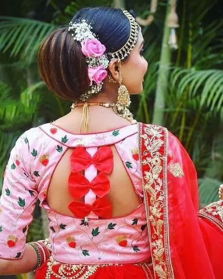 Pink Color Amazing Back Neck Design On Three-fourth Sleeves