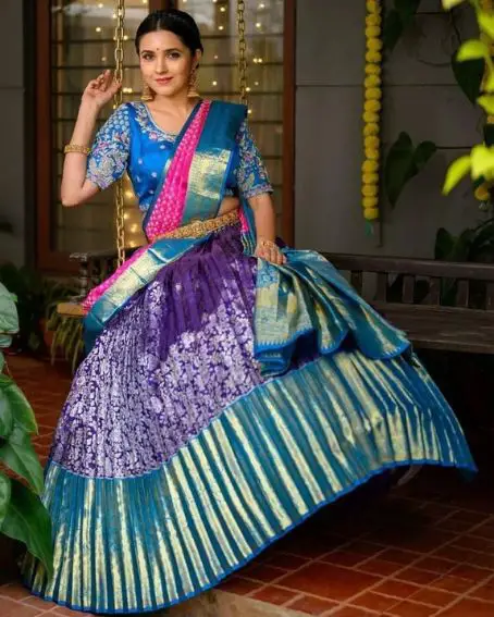 Bangalori Embroidery Blue Color Pattu Blouse Design