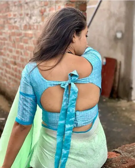 Blue Blouse Back Neck Design