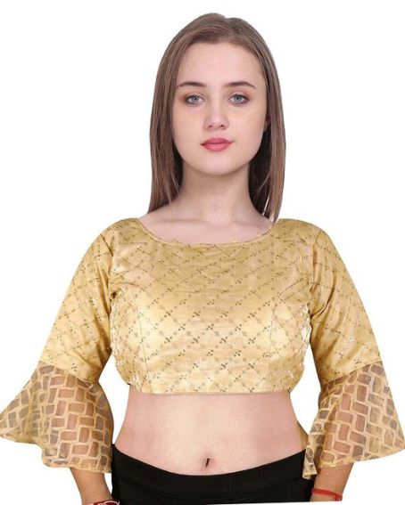 Sequin Golden Blouse Design Full-sleeves