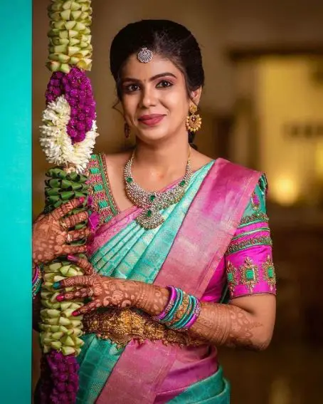 South Indian Wedding Aari Work Blouse Hand Design